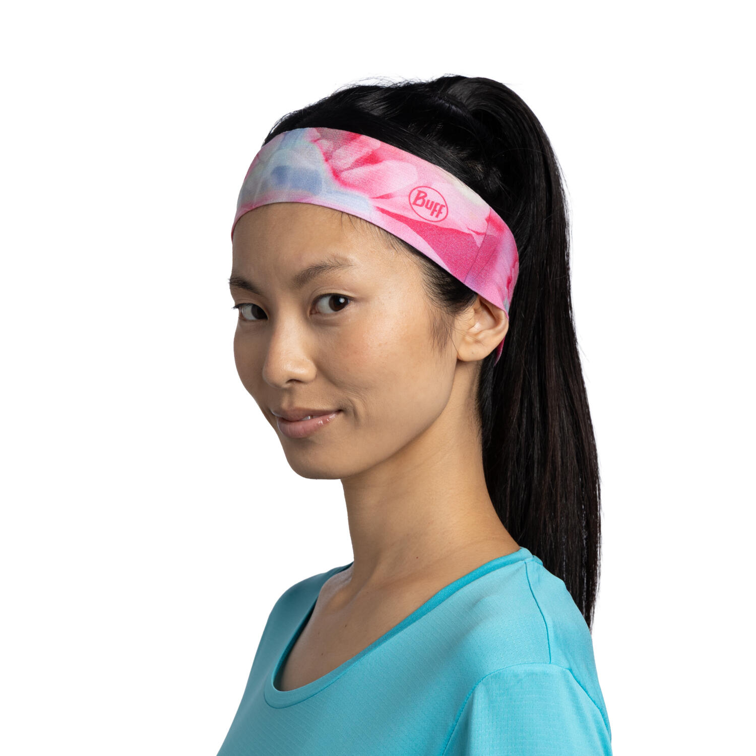 Opaska na głowę Buff Coolnet UV+ Headband Slim - esmerald fluor fuchsia 2/5
