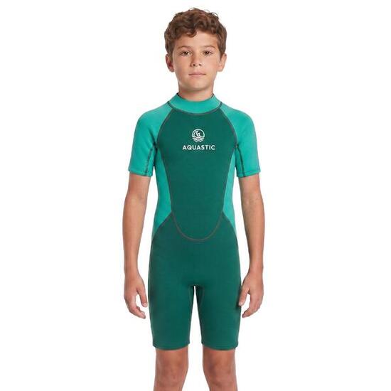 Pianka do pływania dziecięca AQUASTIC Wavey Jrg 2 mm Back-Zip, krótki krój