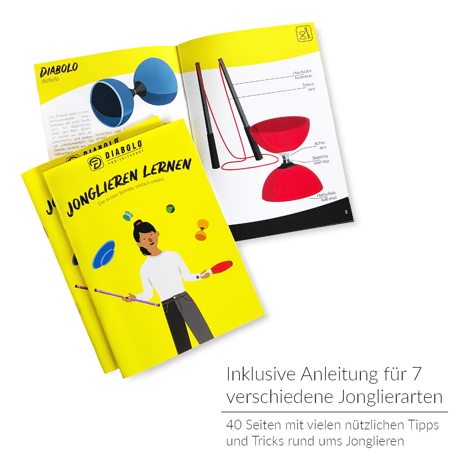 Diabolo Set mit PLAY Diabolo UV Comet (grün) - inkl. Handstäben & Ersatzschnur 4/7