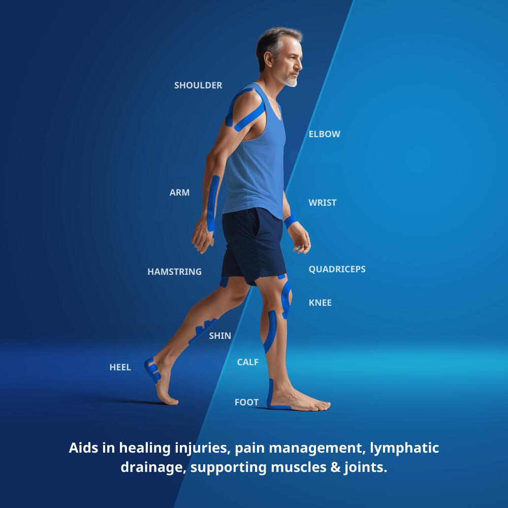 CureTape Classic bleu – kinesiologie tape (kinesiotape) 3/7