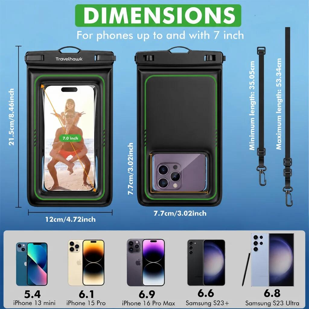 Funda impermeable para teléfono – Juego de 2 fundas impermeables para smartphone 4/7