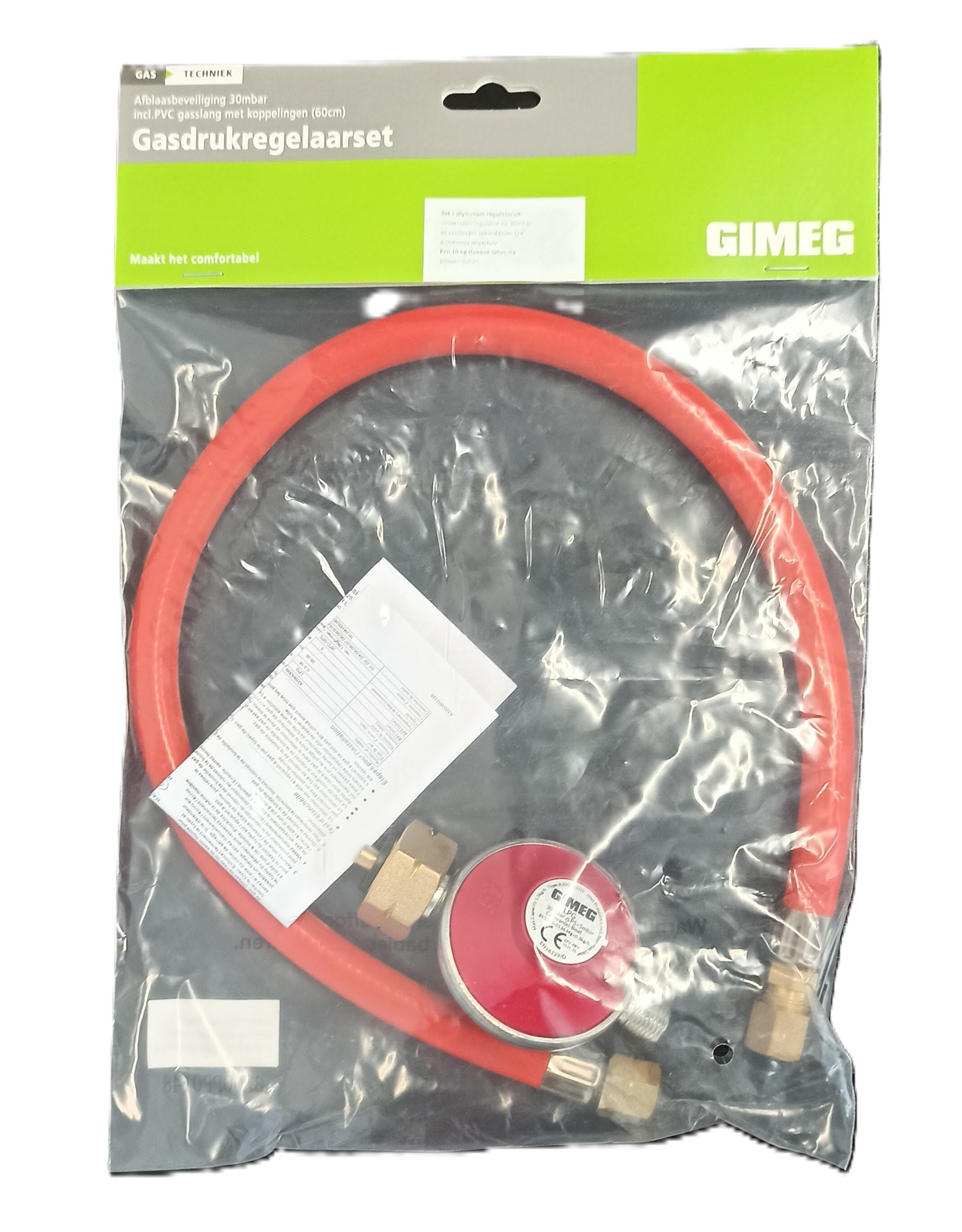 Set hadice a regulátor tlaku plynu pojistka Gimeg 30 Mbar Kombi se závitem  1/4" 2/2