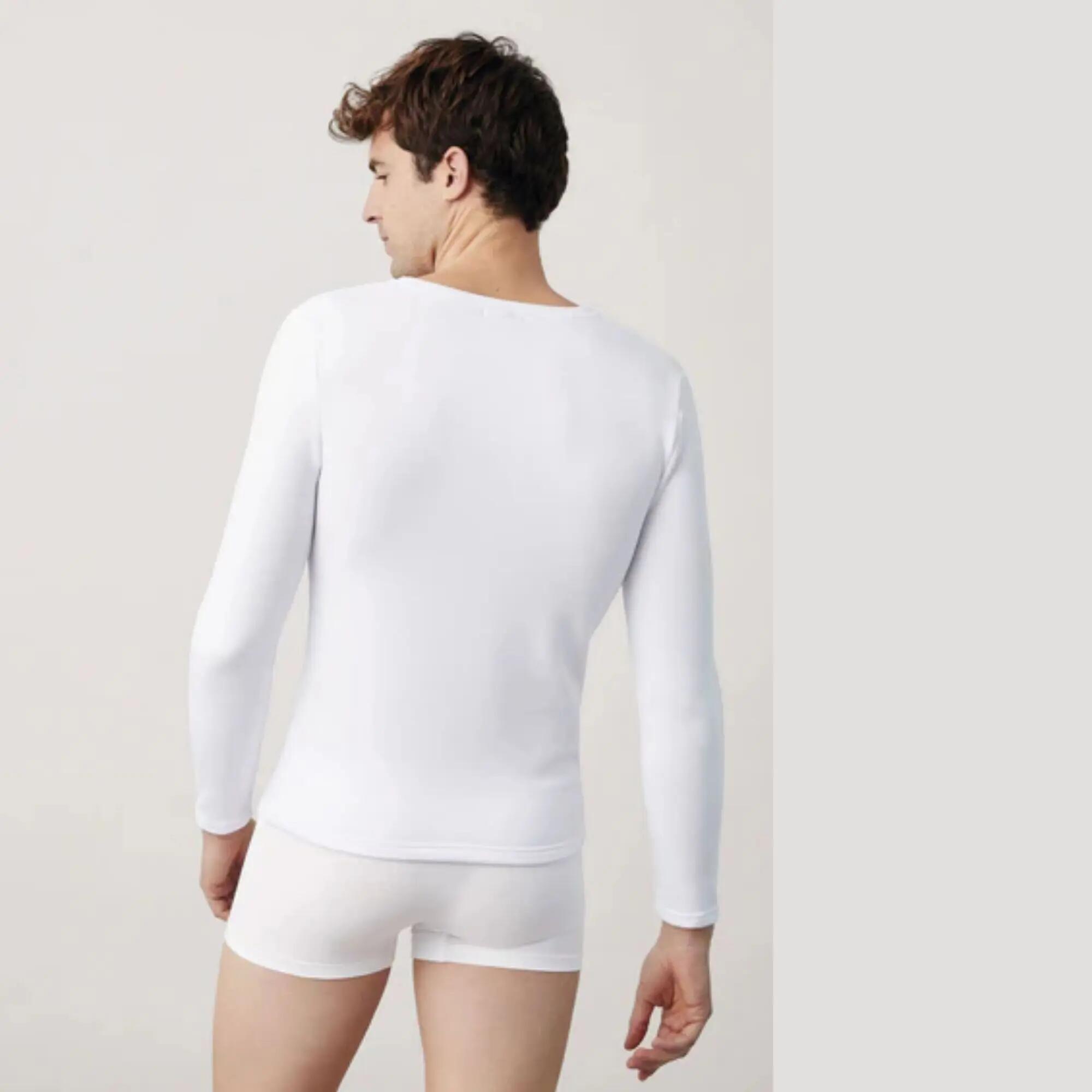 Camisola térmica branca de manga comprida com decote em V 2/4