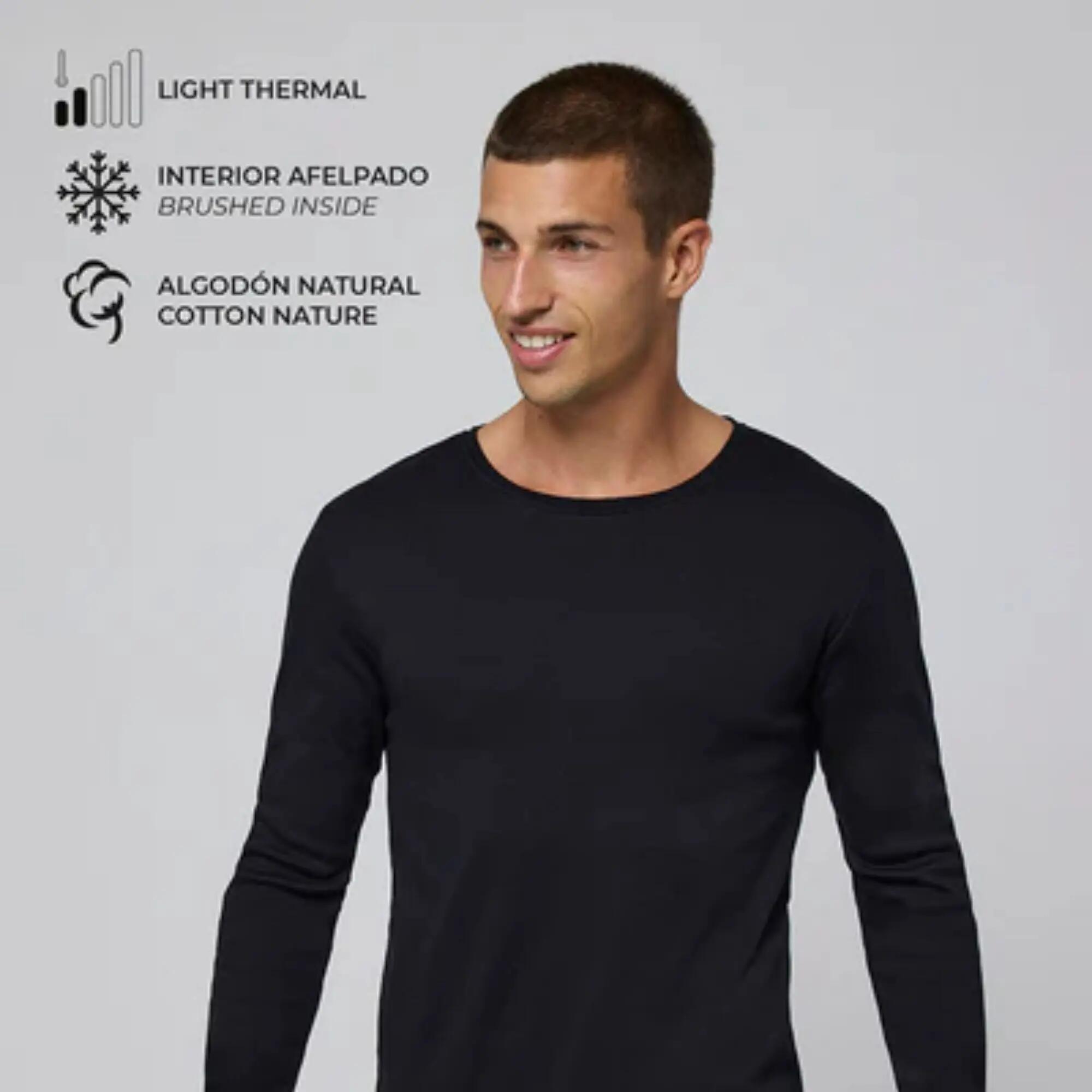 Camiseta preta quente de algodão de manga comprida 3/5