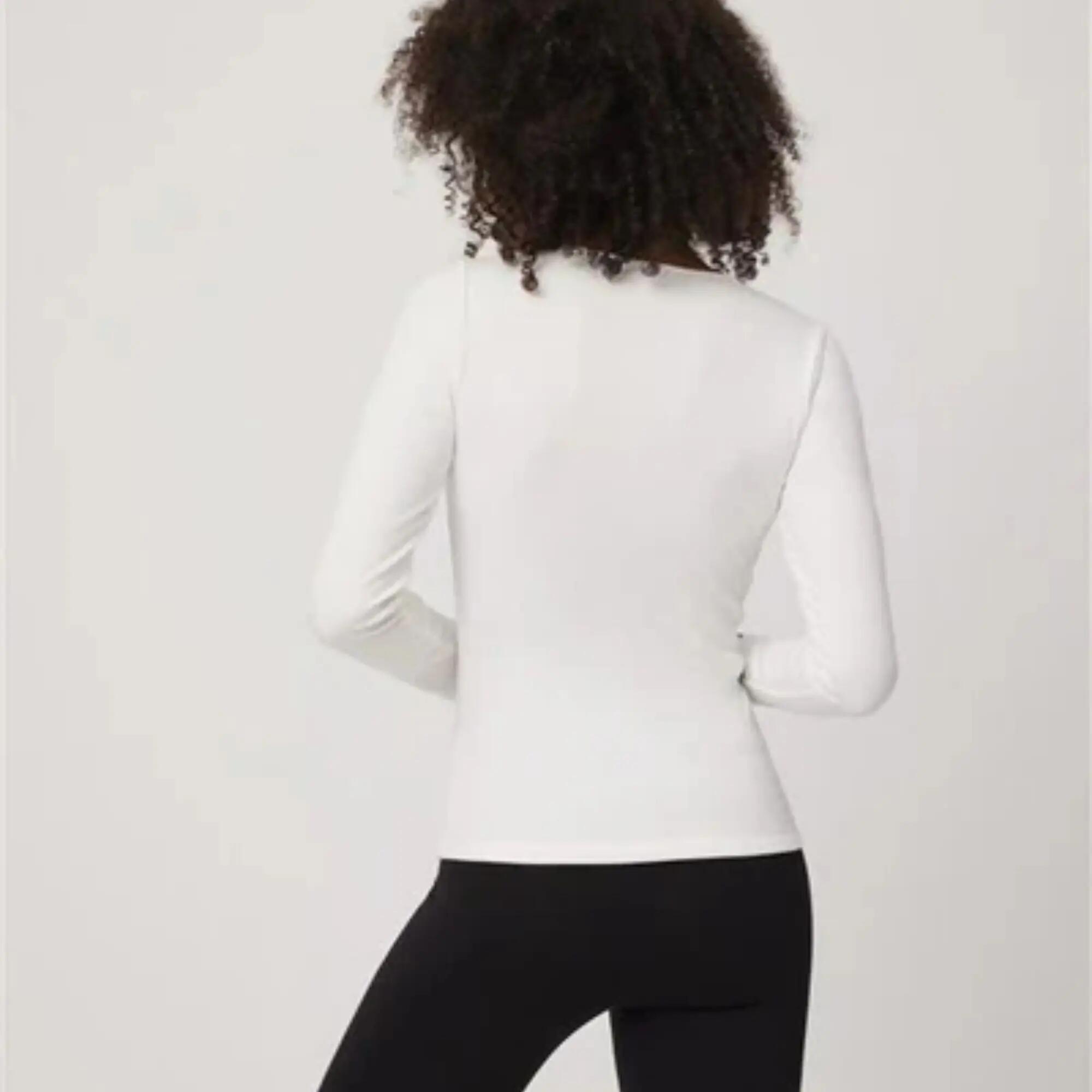 T-shirt blanc à manches longues en coton chaud 3/4