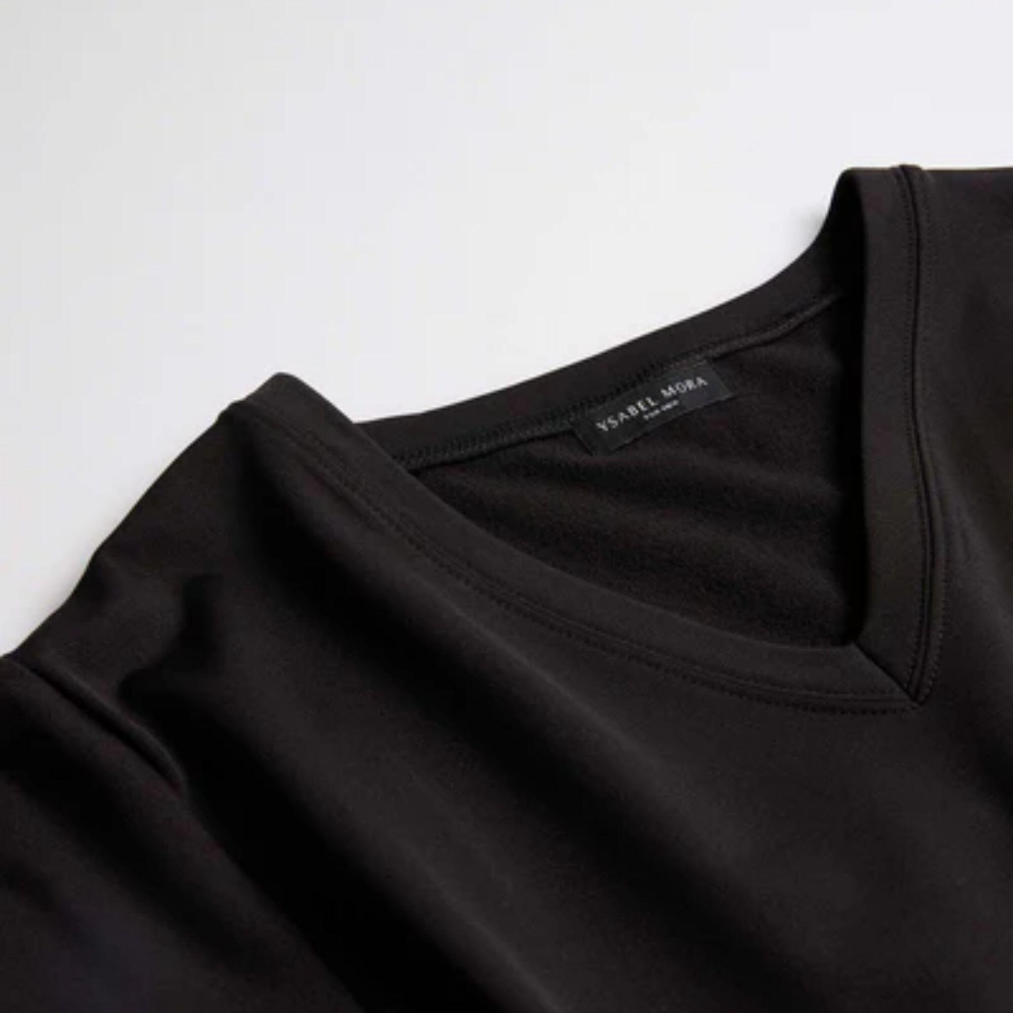 T-shirt sous-vêtement thermique noir à manches courtes et col en V 4/5