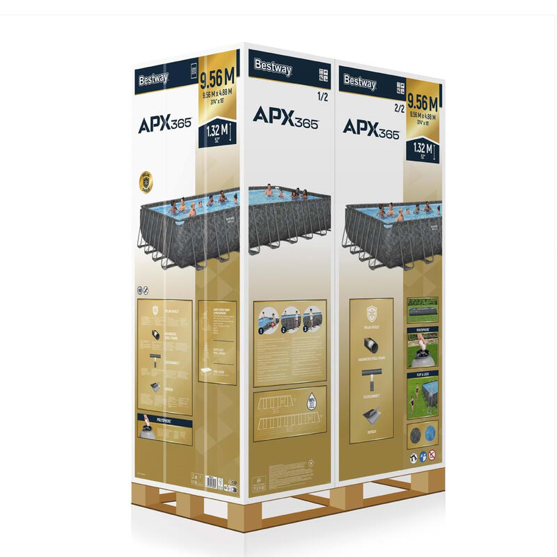 Bestway APX 365 561KJ Gölgelikli Prefabrik Havuz 956cm x 488cm x132cm BW601