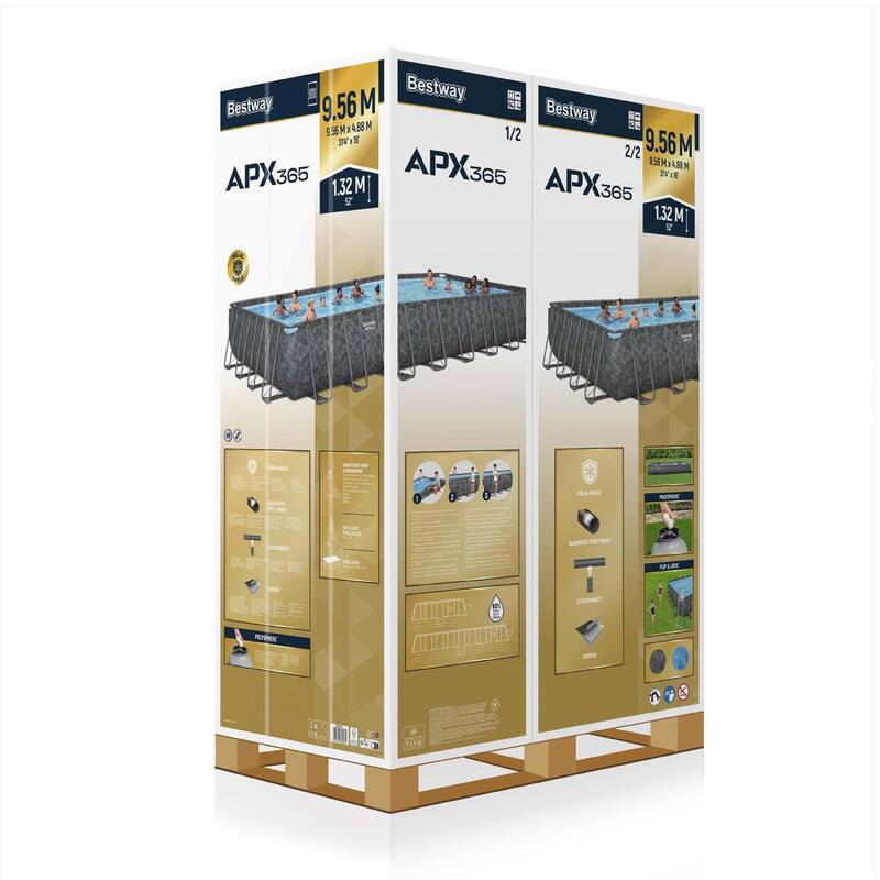 Bestway® APX 365™ 561KJ Dikdörtgen Prefabrik Havuz Seti 9,56 m x 4,88 m x 1,32 m BW585