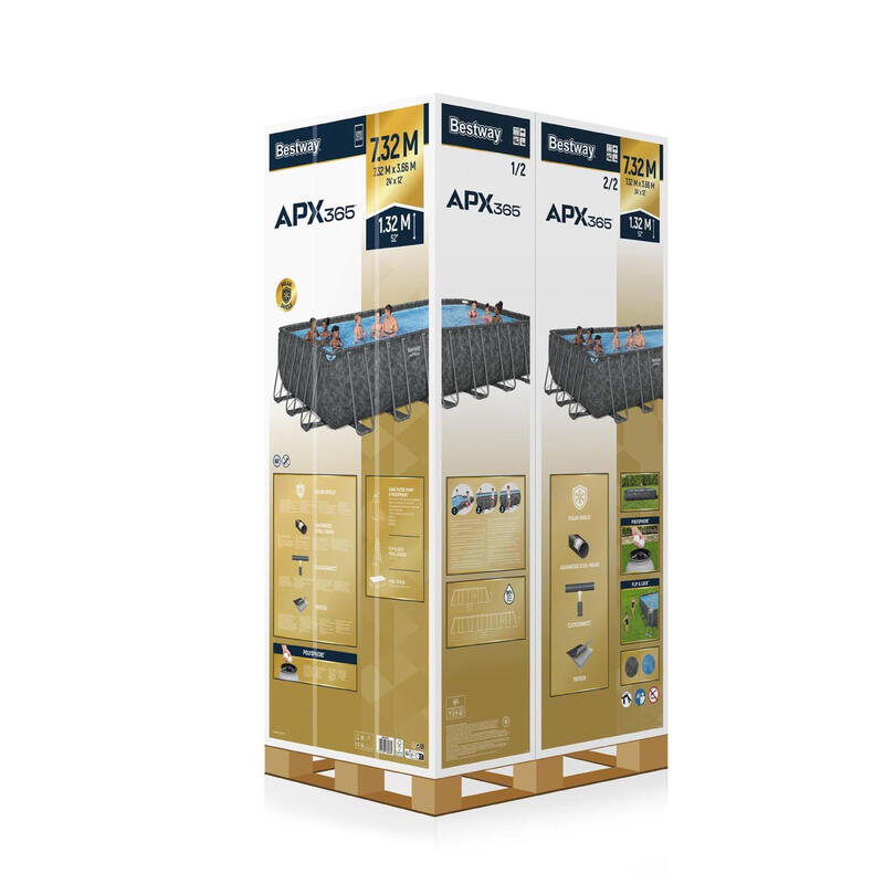 Bestway® APX 365™ 561KG Dikdörtgen Prefabrik Havuz Seti 7,32 m x 3,66 m x 1,32 m BW584