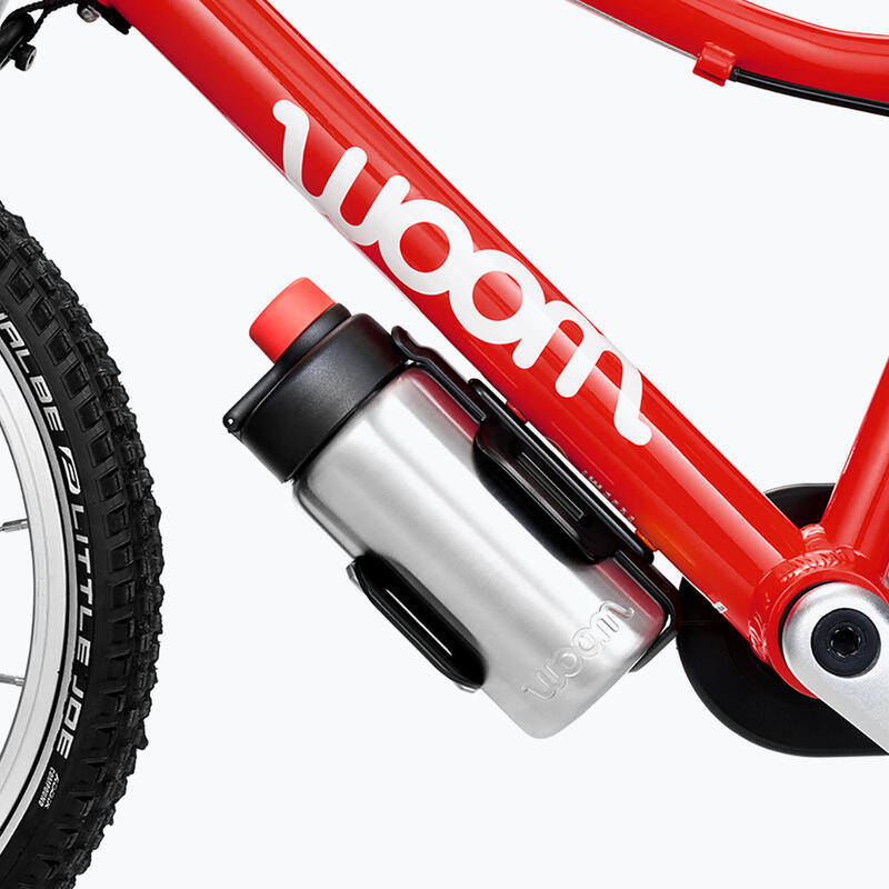Set suport bidon bicicleta copii si bidon metalic Glug - gri argintiu negru