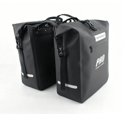 Doppelte Fahrradtasche 56 Liter Schwarz Mit Reflektoren Wasserdicht