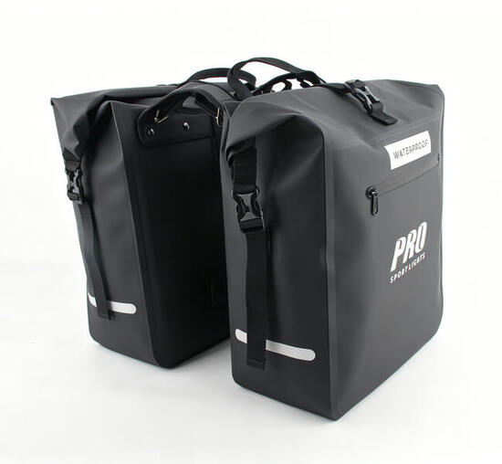 Doppelte Fahrradtasche 56 Liter Schwarz Mit Reflektoren Wasserdicht