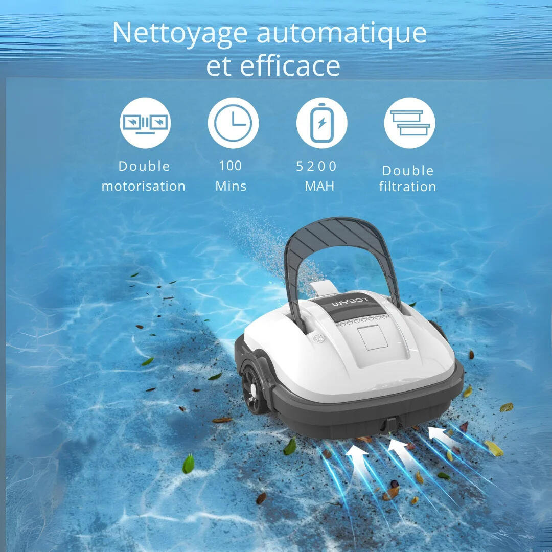 Robot électrique de piscine sans fil nettoyage des fonds 3/6