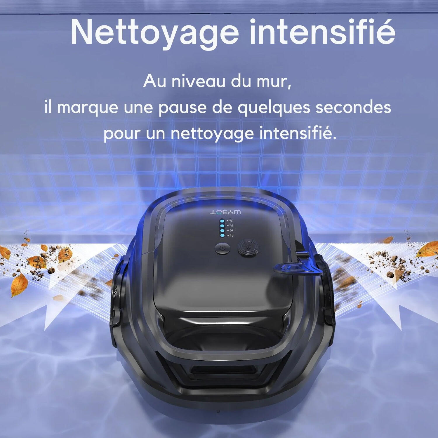 Robot électrique de piscine sans fil nettoyage des fonds 3/5