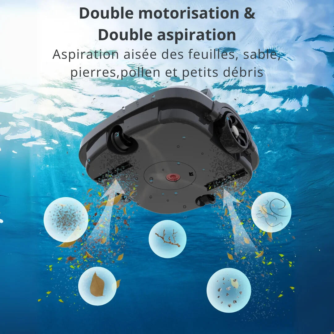 Robot électrique de piscine sans fil nettoyage des fonds 2/6