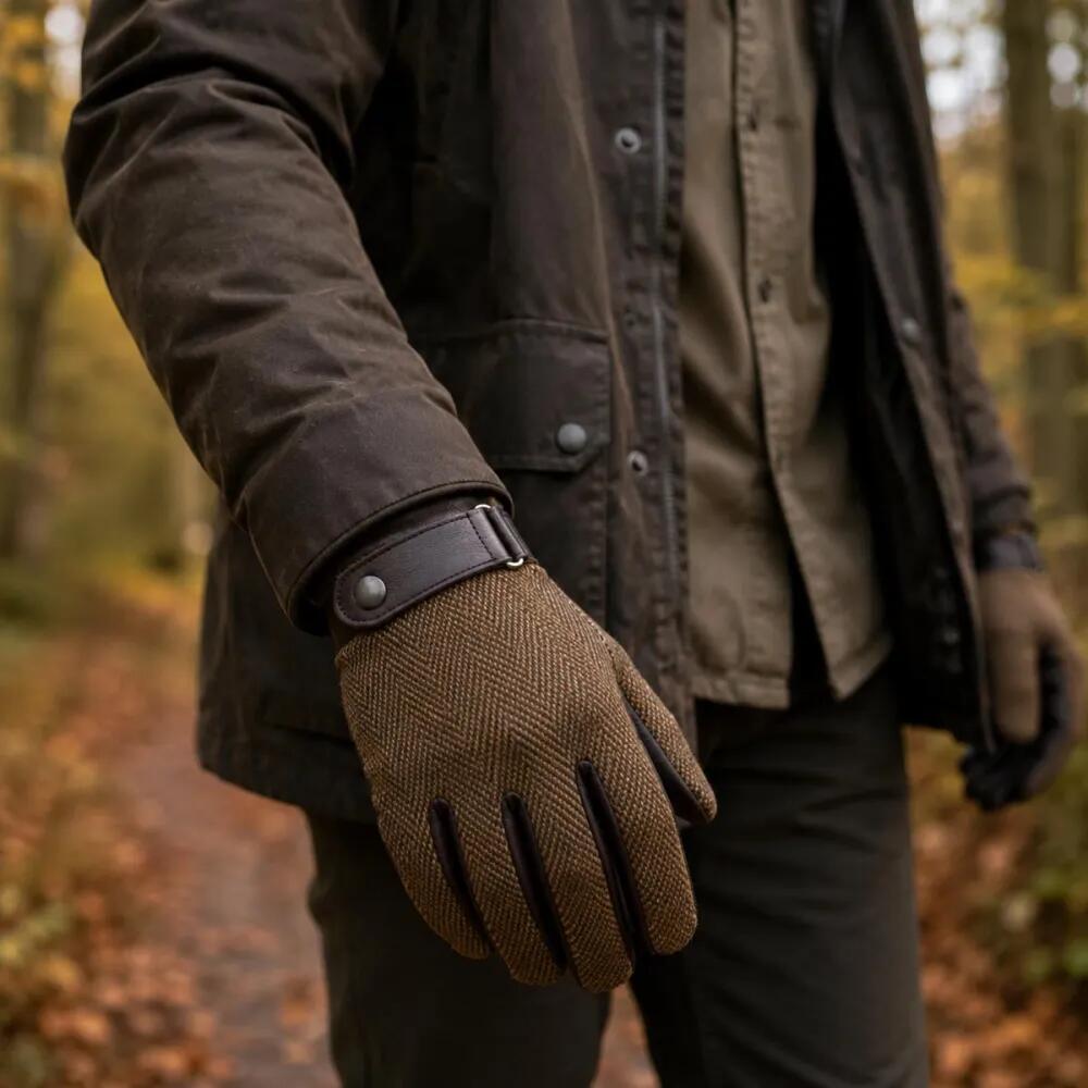 Gants Walker and Hawkes Brookmore Marron Cuir Tweed 5/5