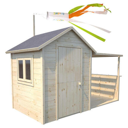 Cabane en bois avec pergola ajourée EUGENIE