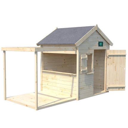 Cabane bois enfant avec pergola et comptoir EPICERIE