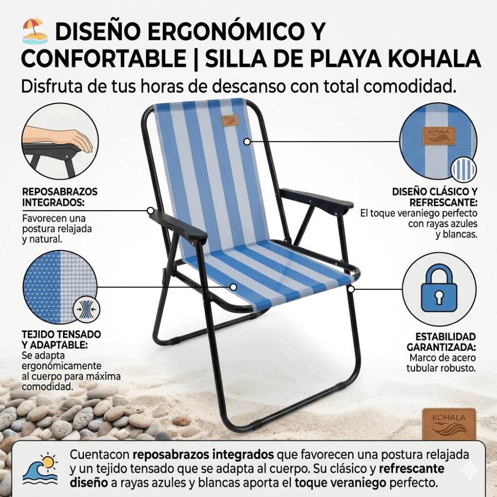 DEVESSPORT - Silla de Camping Plegable Kohala - Dimensiones 45 x 50 x 76 cm 5/7