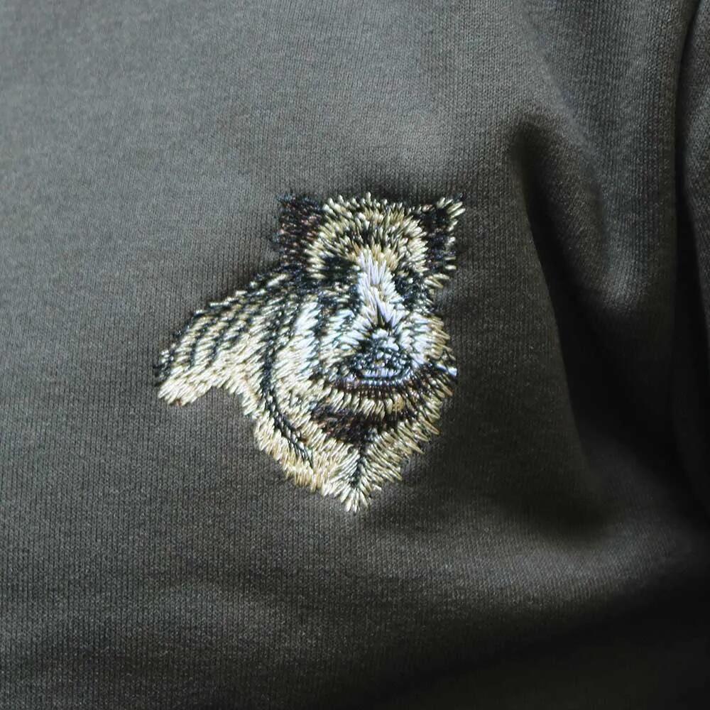 Sweat brodé sanglier vert 4/5