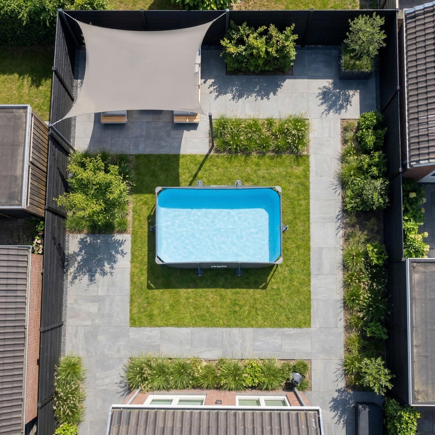 Swimming Pool - Rectangular - 300 x 210 x 66 cm - Anthracite - Including Filter 7/7