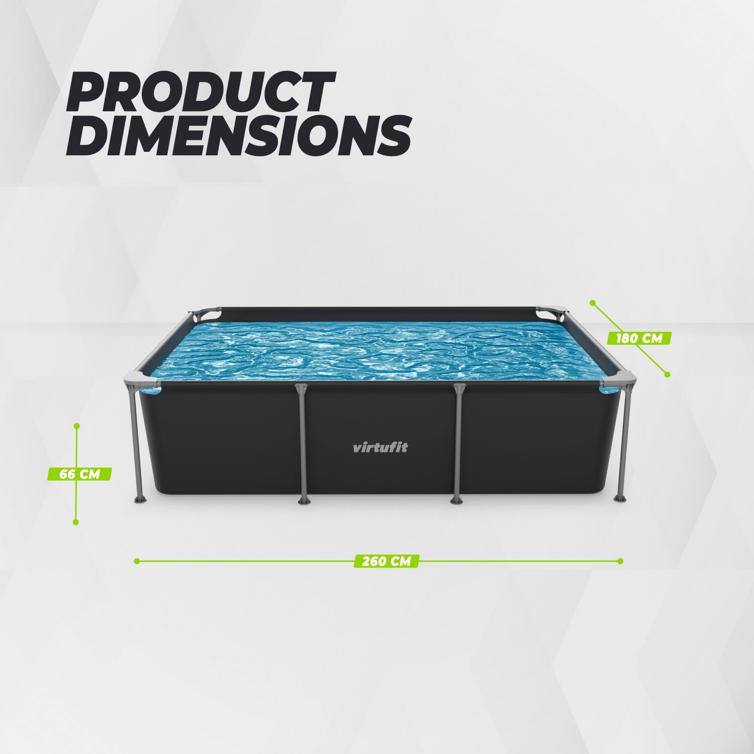 Swimming Pool - Rectangular - 260 x 180 x 66 cm - Anthracite 7/7