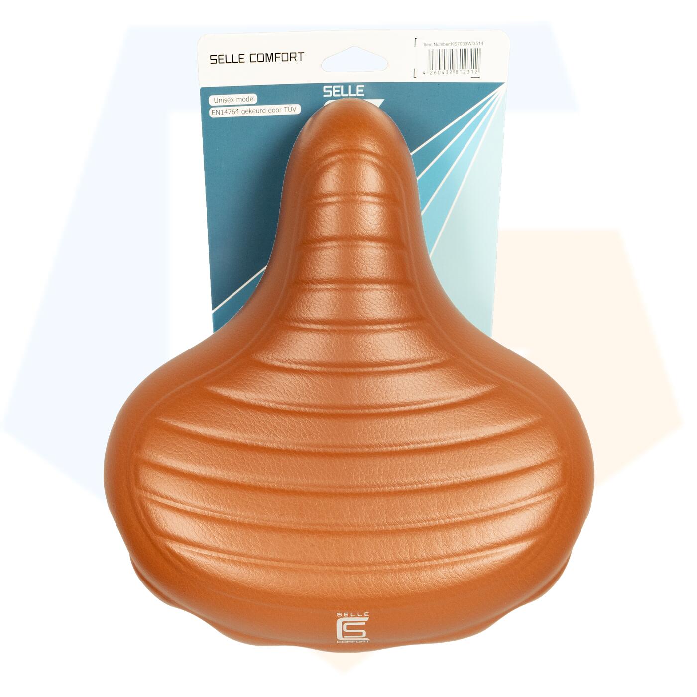 Selle Comfort Drifter Fietszadel - Wave Lichtbruin - Met Hangveren 3/4