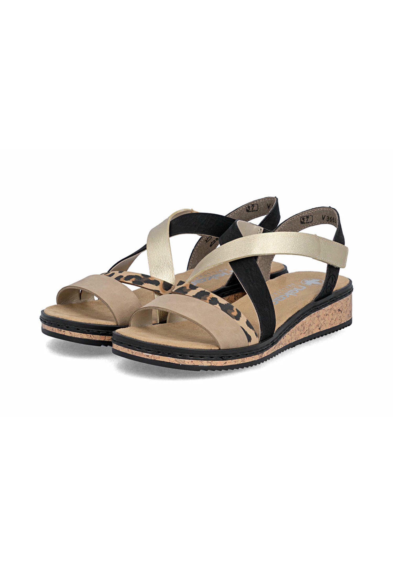 Rieker Damen Keilsandaletten Sandalen V3663-92 Frauen Schuhe Sandale Keilabsatz 1/5