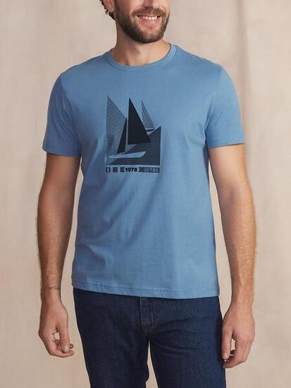 T-shirt manches courtes homme OMARITEE Celeste - coupe ajustée en coton