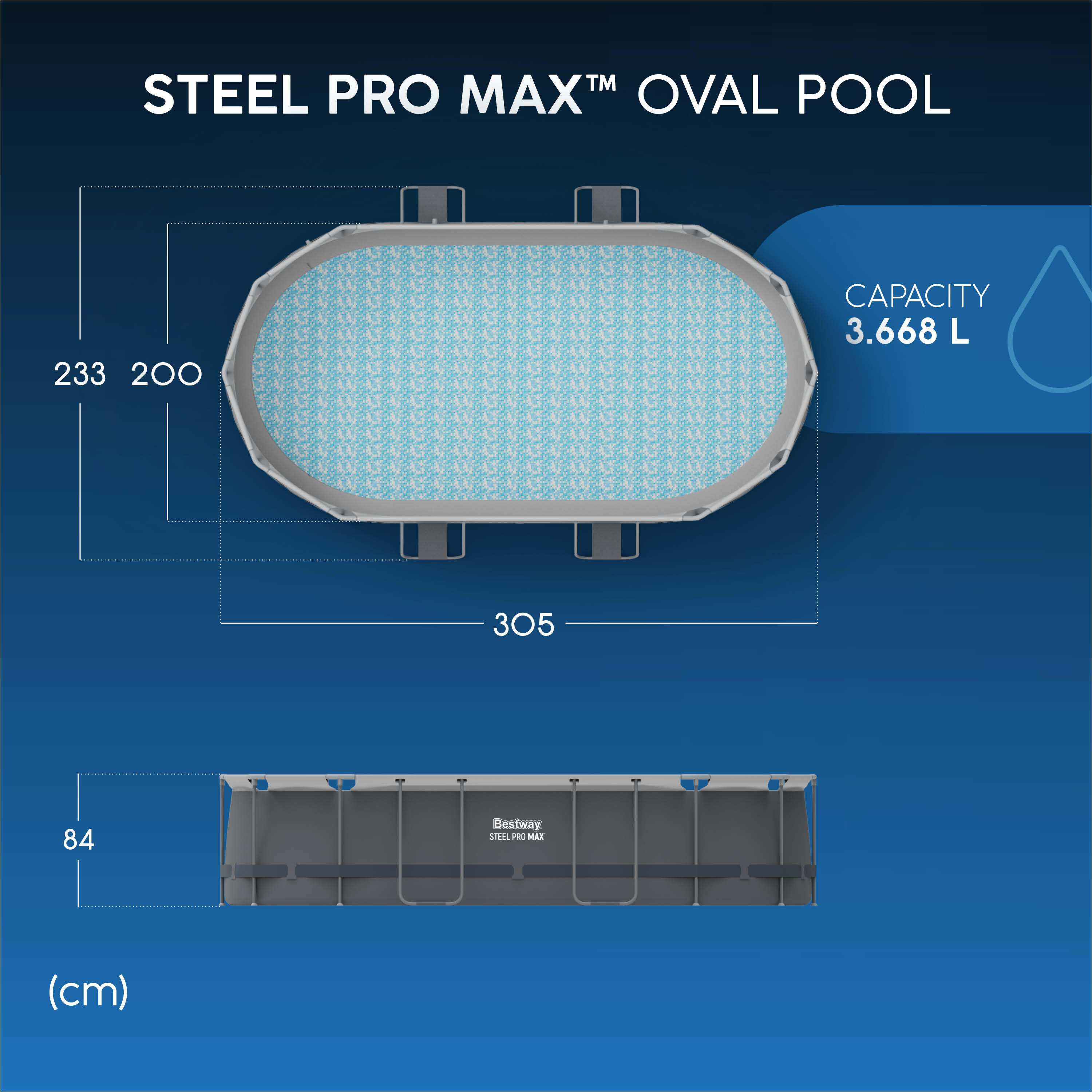 Bestway 5616J-7 Piscina base fuori terra Steel Pro Max da 305x200x84 cm 2/7
