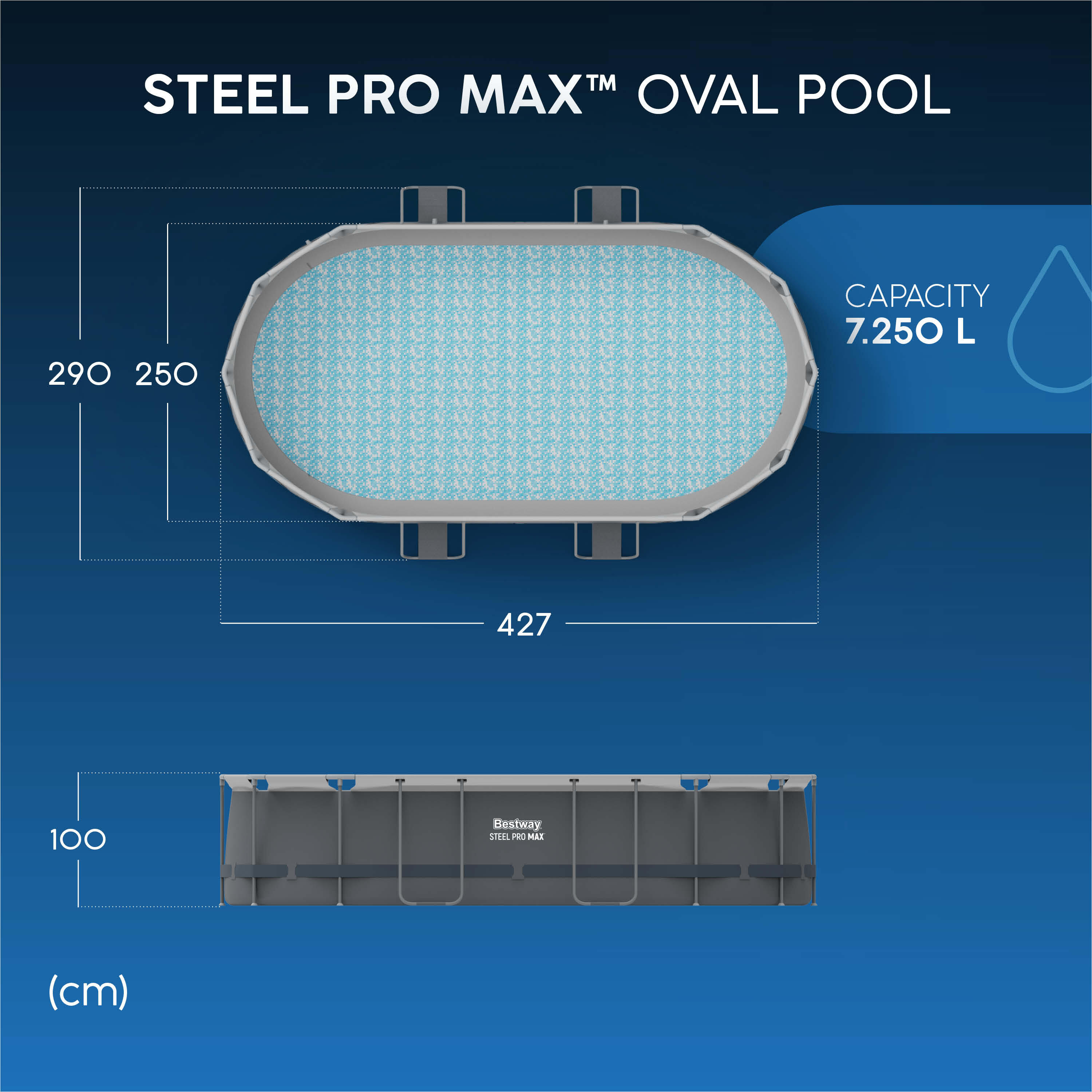 Bestway 5616K-7 Piscina base fuori terra Steel Pro Max da 427x250x100 cm 2/7