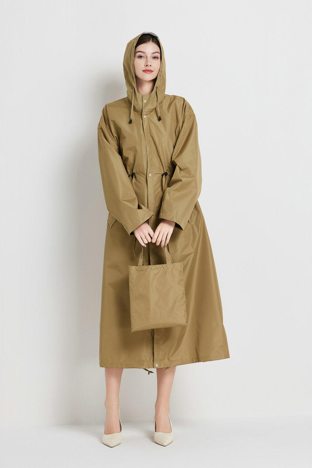 Women's Lightweight Waterproof Rain Jacket - Brown L
