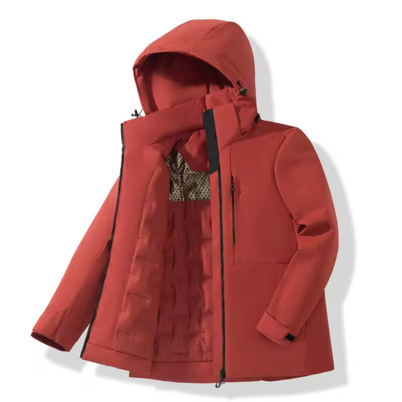 Medium Fleece Jacket with Waterproof Windproof (Red)