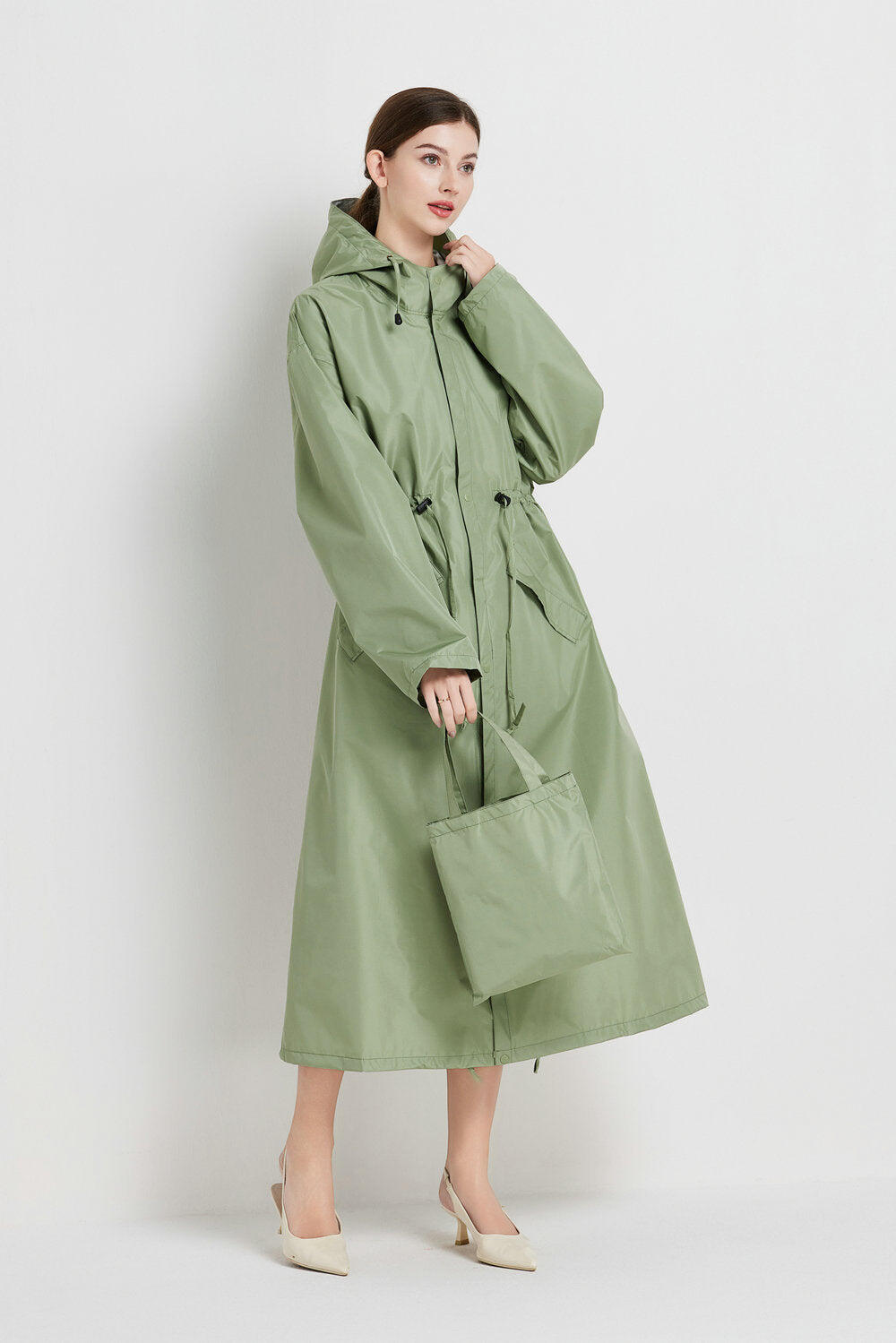 Women's Lightweight Waterproof Rain Jacket - Green M