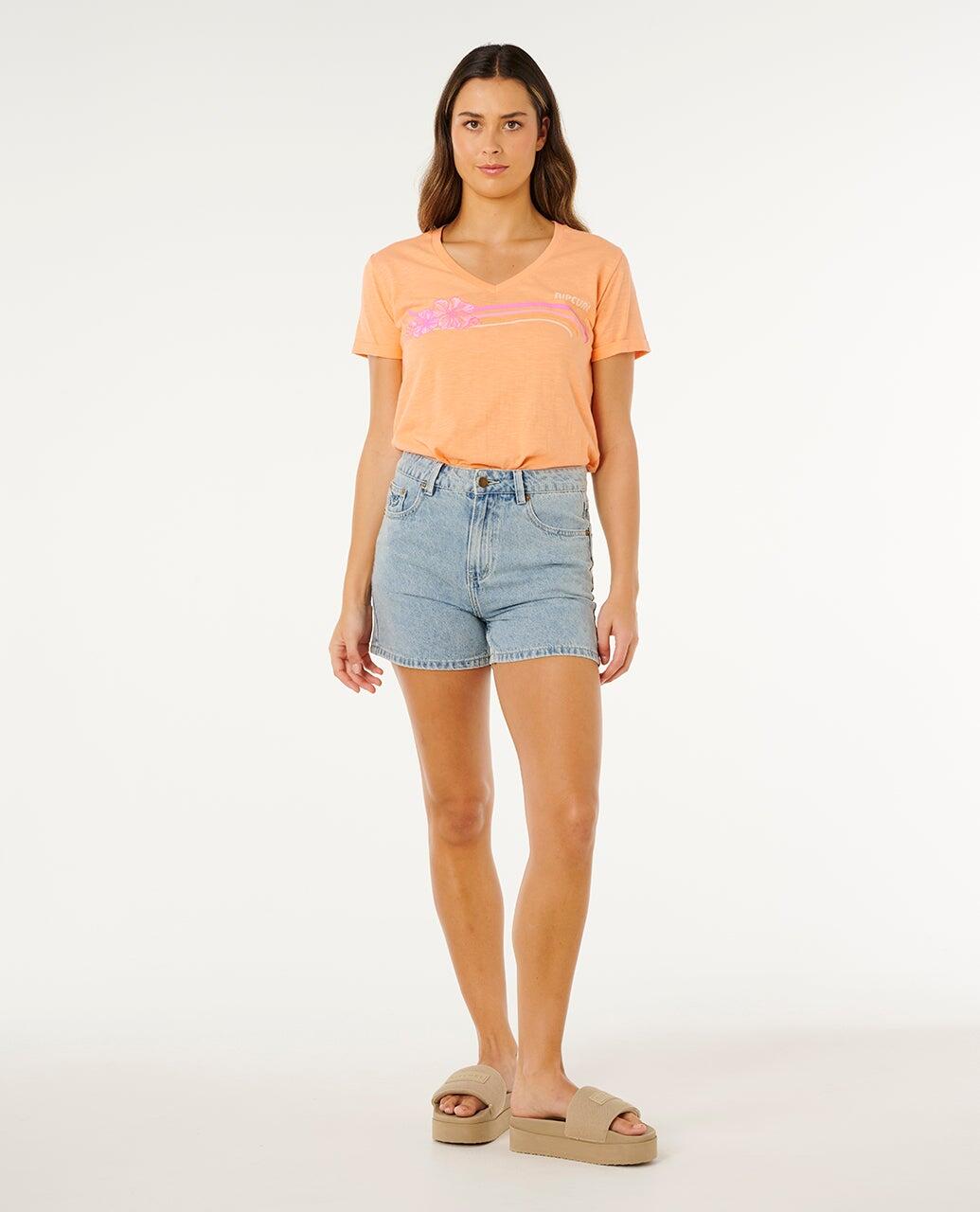 T-shirt Femme Molokaï imprimé V - Salmon 4/6