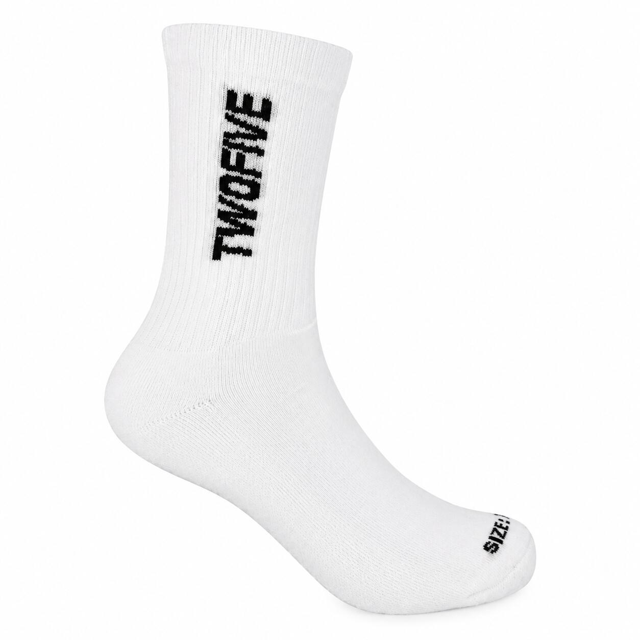 Calcetines Deportivos Unisex TWOFIVE - Algodón Acolchado  - 3 Pares - Blanco 5/6