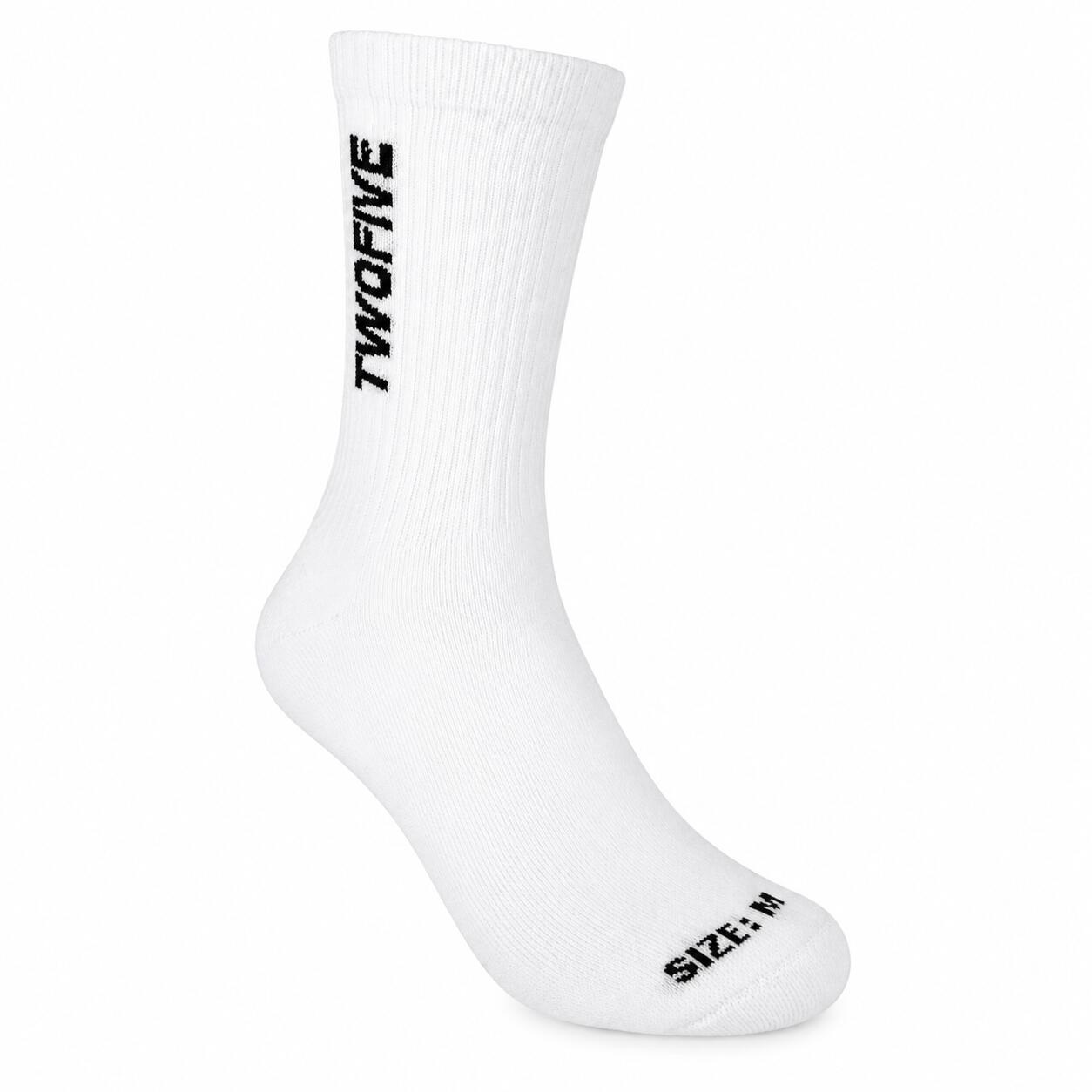 Calcetines Deportivos Unisex TWOFIVE - Algodón Acolchado  - 3 Pares - Blanco 4/6