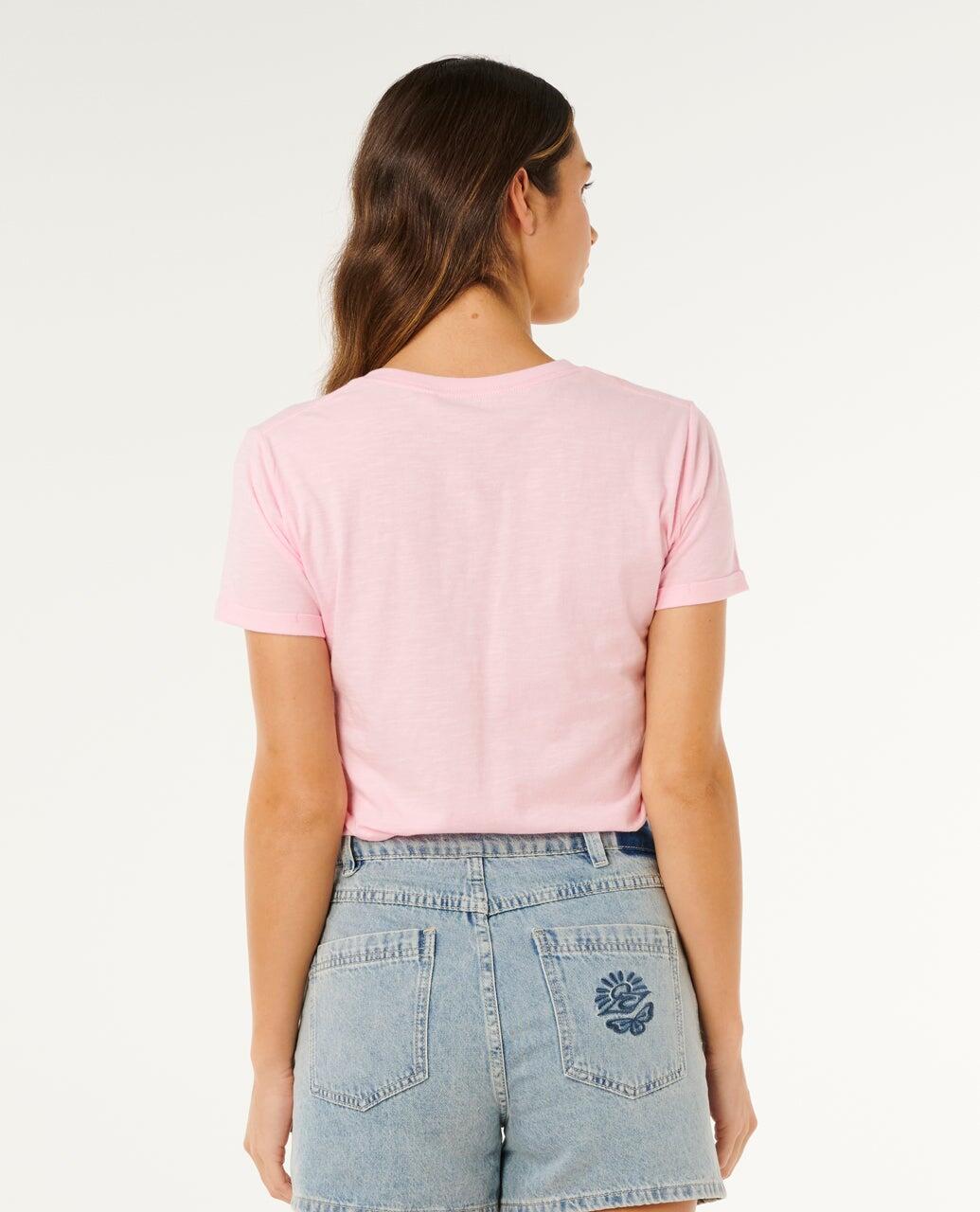 T-shirt Femme Molokaï imprimé V - Soft Pink Hawaii 3/6
