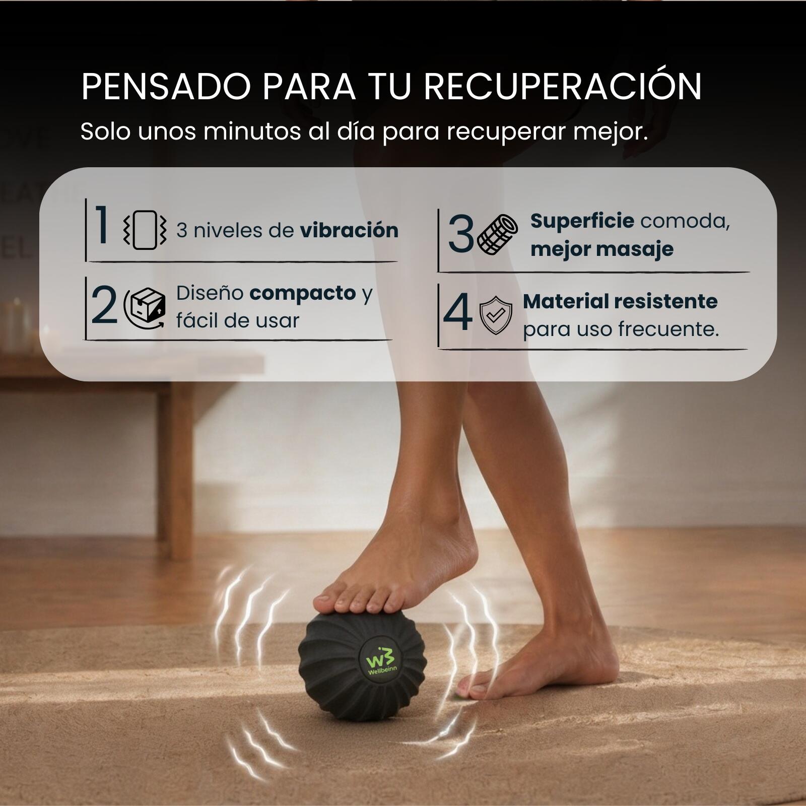 Rollinn Ball by Wellbeinn — Pelota Masaje Vibratoria | Puntos Gatillo y Trabajo 2/7