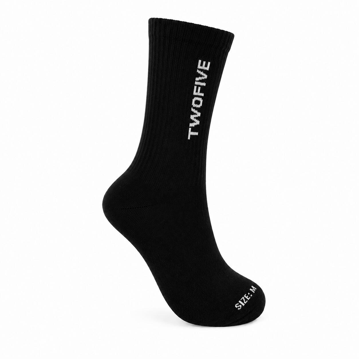 Meias Desportivas Unissexo TWOFIVE - Algodão Acolchoado - 3 Pares - Preto 5/6
