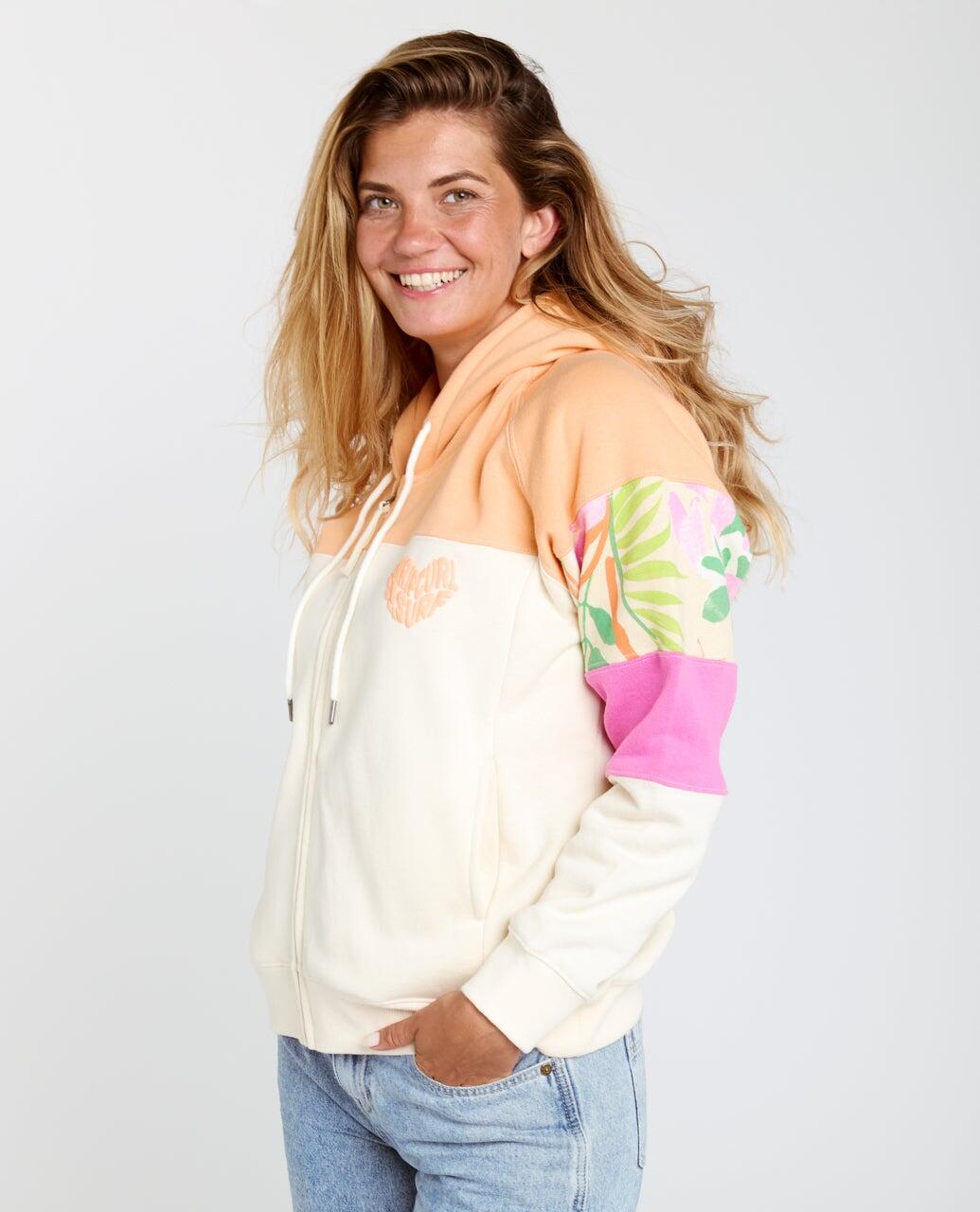 Sweat à capuche Femme zippé Colour Block - Off White 2/6