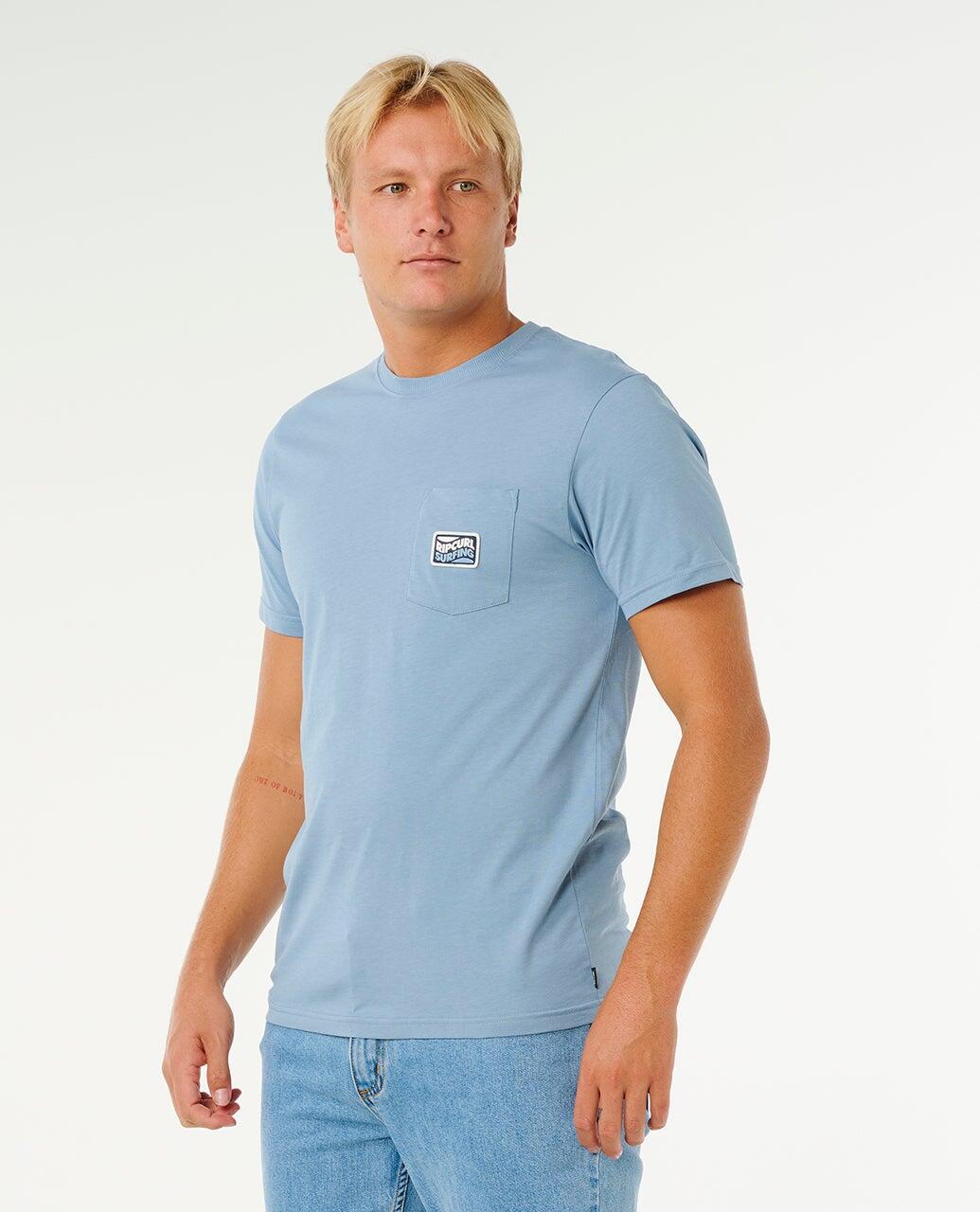 T-shirt Homme Streamline Pocket Badge Standard Tee - Faded Denim 2/6