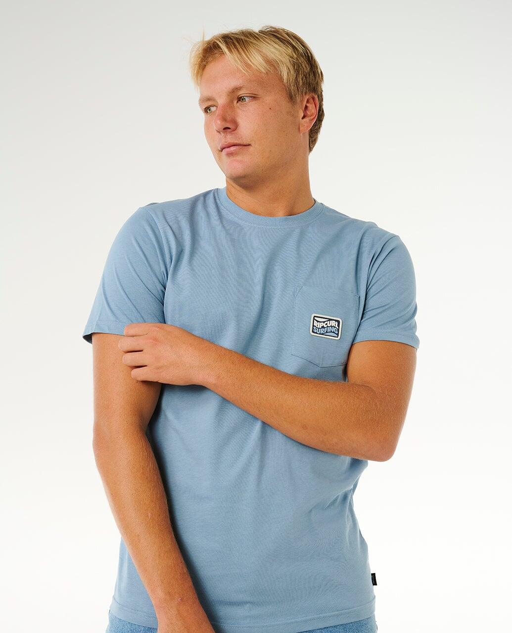 T-shirt Homme Streamline Pocket Badge Standard Tee - Faded Denim 6/6