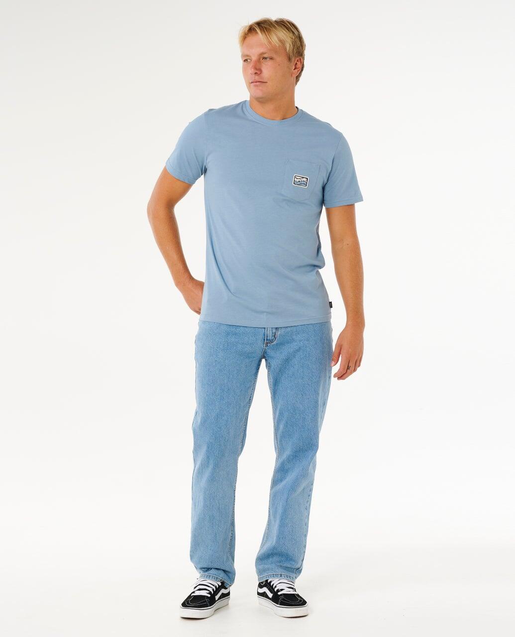 T-shirt Homme Streamline Pocket Badge Standard Tee - Faded Denim 4/6