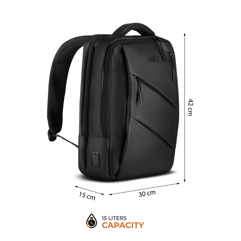 Rucsac pentru laptop 15 L, cu porturi USB și USB-C NILS NC4502