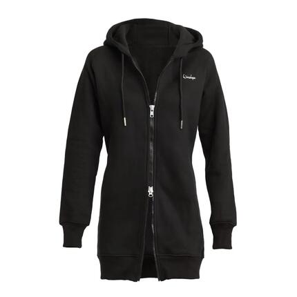 Lange, kuschelige Hoodie-Jacke mit 2-Wege-Zipper J006