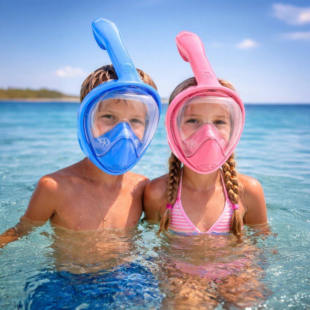 Ensemble de plongée avec tuba pour enfants bleu | Masque de plongée intégral 4/6