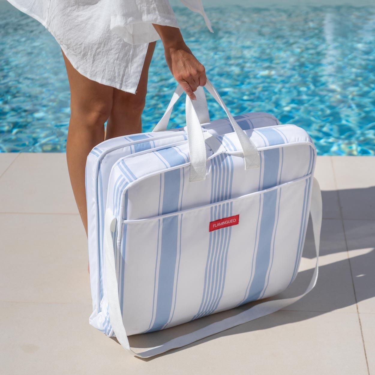 Flamingueo tumbona plegable reclinable poliéster azul 5/7