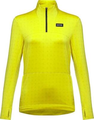Women's gore wear everyday thermo 1/4-zip trui met lange mouwen fluo geel
