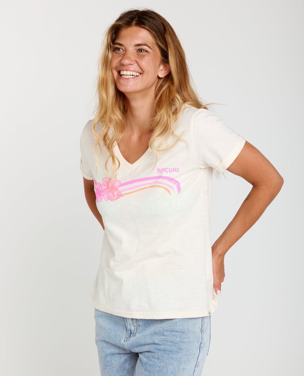 T-shirt Femme Molokaï imprimé V - Off White 2/5